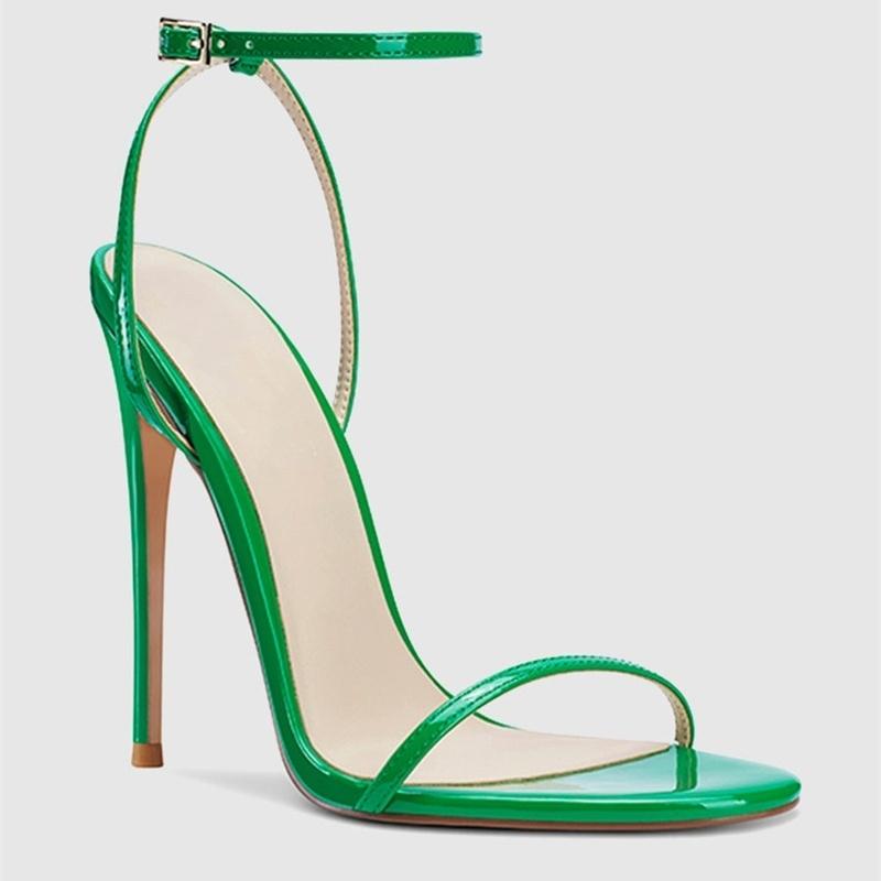 Sexy Women's Sandals Summer Shoes 2025 Ankle Strap Stiletto High Heels Green Nude Black Wedding Dance Dress Shoes Big Size 45