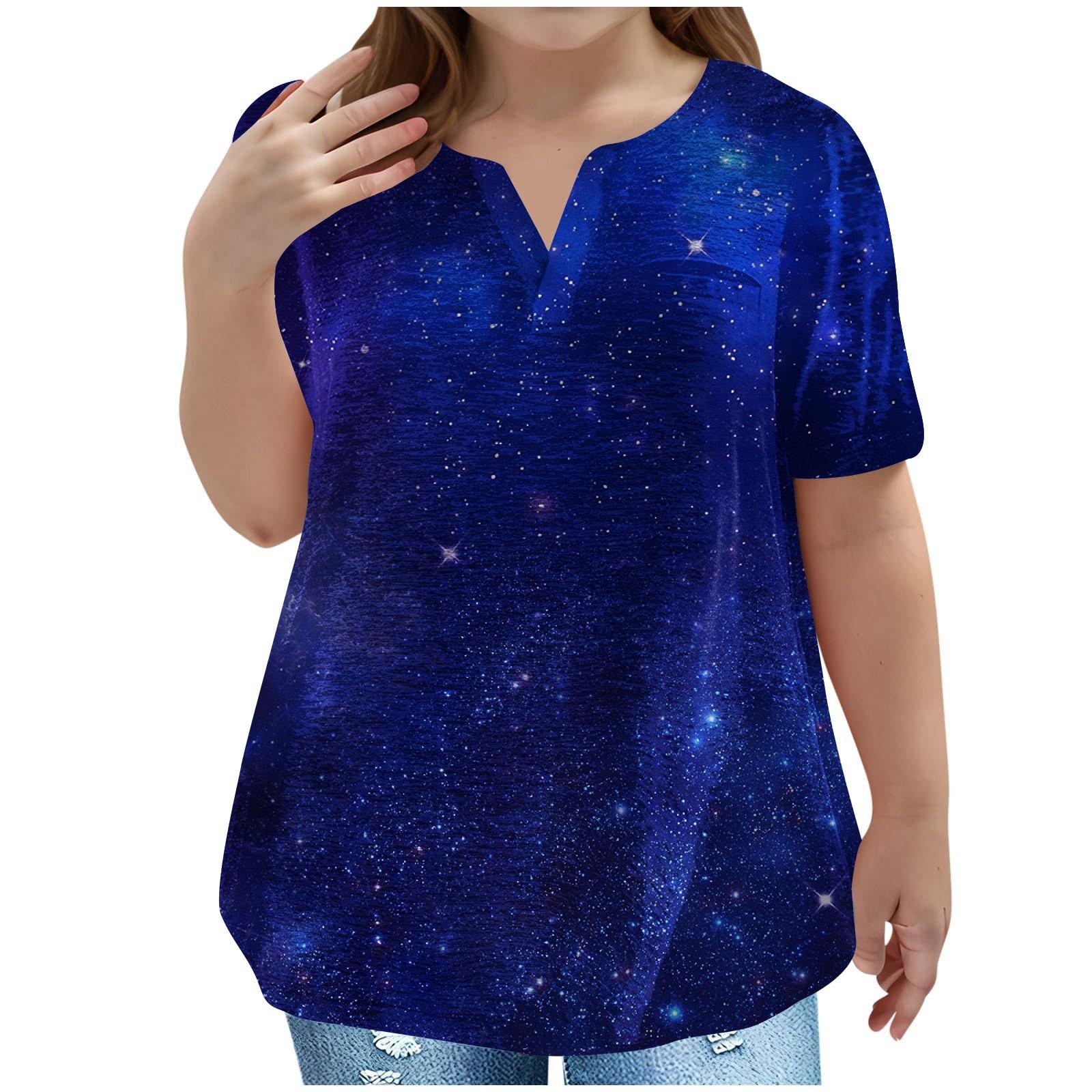 

Детская футболка больших размеров, повседневная, модная, со звездами, V-образным вырезом, короткими рукавами и карманами 100