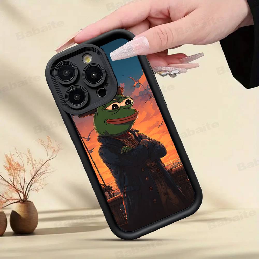 

P-Pepes The Frog Face Cartoon Phone Case For Iphone 17 16 15 14 13 11 12 Pro Max Plus Protective Back Cover iPhone 15pro max