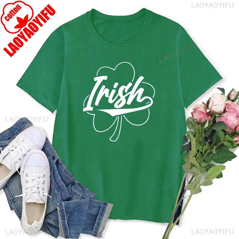 Womens Tshirt St Patricks Day Graphic Tops Funny Short Sleeve Shamrock Shirts Cute St Pattys Printed Tee Unisex Cotton Camisetas