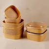 10Pcs Disposable Lunch Box Kraft Paper Square Lunch Box Fast Food Packing Boxes Paper Bowls With Lid Household Bento Boxes
