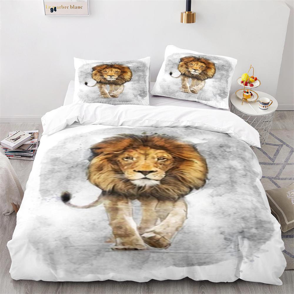 Comforter Lion King Of The Jungle Pattern Polyester Comforter King Queen Full Size For Men Boys Kids Bedding Set
