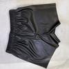 2025 Women's Solid Color PU Leather Waist-Cinching Shorts