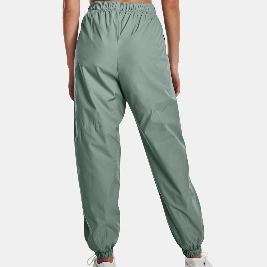 Under Armour Ua Rush™ Woven Letter Print Elastic Mid Waist Tapered Knit Sports Pants Women Pants Ocean-Green 1369846-781