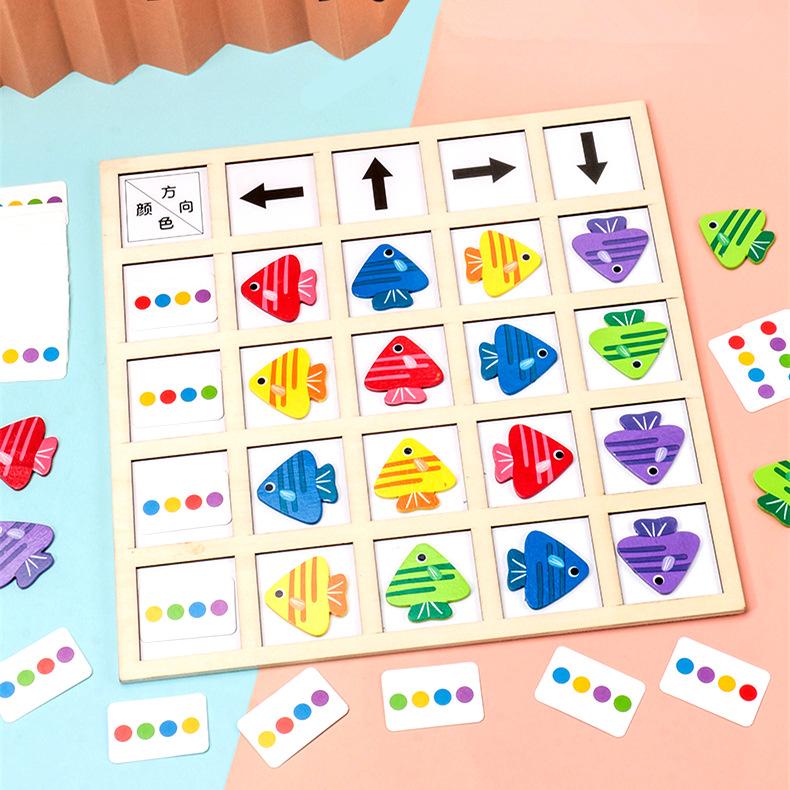 

Fish Find Direction Color Matching 3D Puzzle Funny Family Party Games Children Learning Educational Wooden Toys Puzzles for Kids