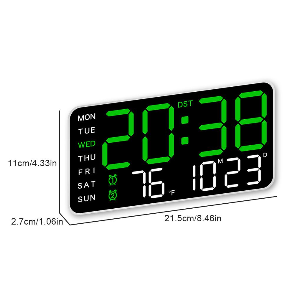 Digital Alarm Clock Electronic Wall Clock Large Number Display Bedside Alarm Clock Boarderless Wall-mounted Clock for Students