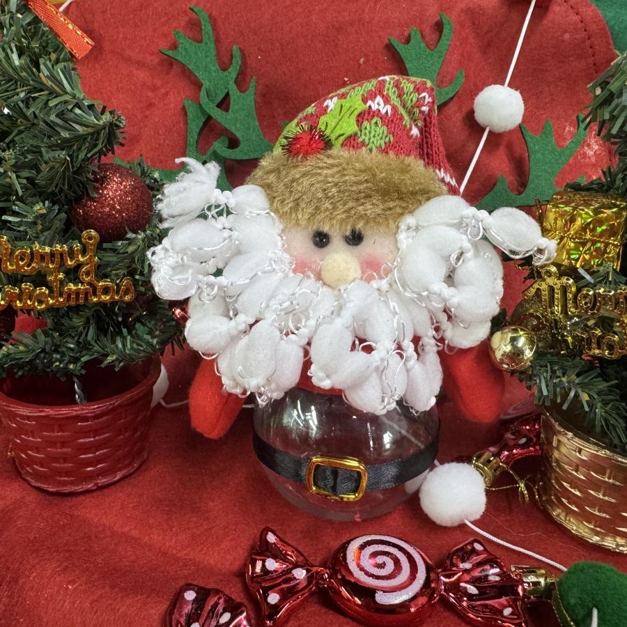 

1pc Santa Claus Candy Jar Christmas Snowman Chocolate Snack Bottle Ornament Gift Jar Holiday Party Decoration Storage Bottle