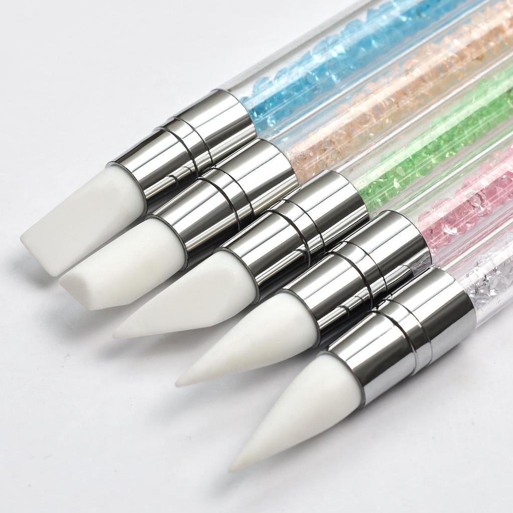 5pcs Multi-functional Silicone Nail Art Pens for Embossing, Painting, Carving, and Smearing.