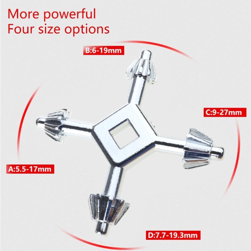 Multipurpose 4 In 1 Drill Chuck Key Wrench 4 Head Professional Chuck Key for Most Power Tool and Drilling Machines