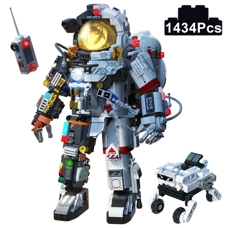Ville Technique Espace Astronaute Figures Modèle Blocs de Construction Exploration Collection Or Édition Spationaute MOC Briques Jouets Cadeau Enfant