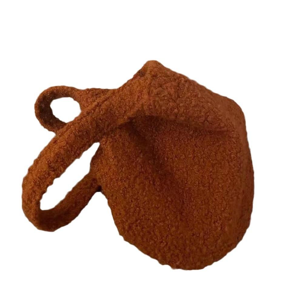 Vintage Japanese And Korean Autumn And Winter Woolen Bucket Bag Christmas Atmosphere Portable Shoulder Commuting Class Crossbody Bag Women'S Bag