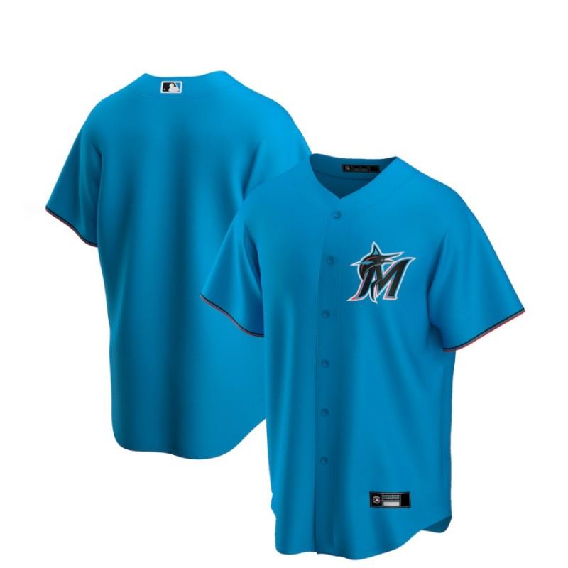 Pánské MLB Miami Marlins 2 Baseballové tričko s krátkým rukávem Bavlněná směs Sportovní oblečení pro fanoušky