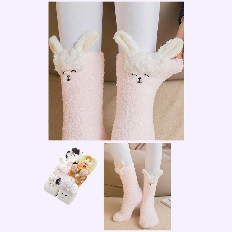 Womens Fuzzy Plush Slipper Socks Cute Animal Ears Home Warm Fleece Sleep Socks