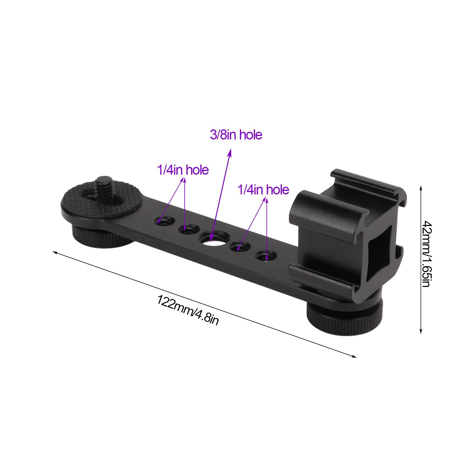 Triple Cold Shoe Extension Bracket Aluminium Alloy Microphone Stand Mount Adapter for Tripod Monopod Stabilizer