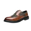 Men's Shoes Large Size New Leather Shoes Fashion Business Dress Color Matching Brock Engraved Leather Shoes Trendy Wedding Shoes