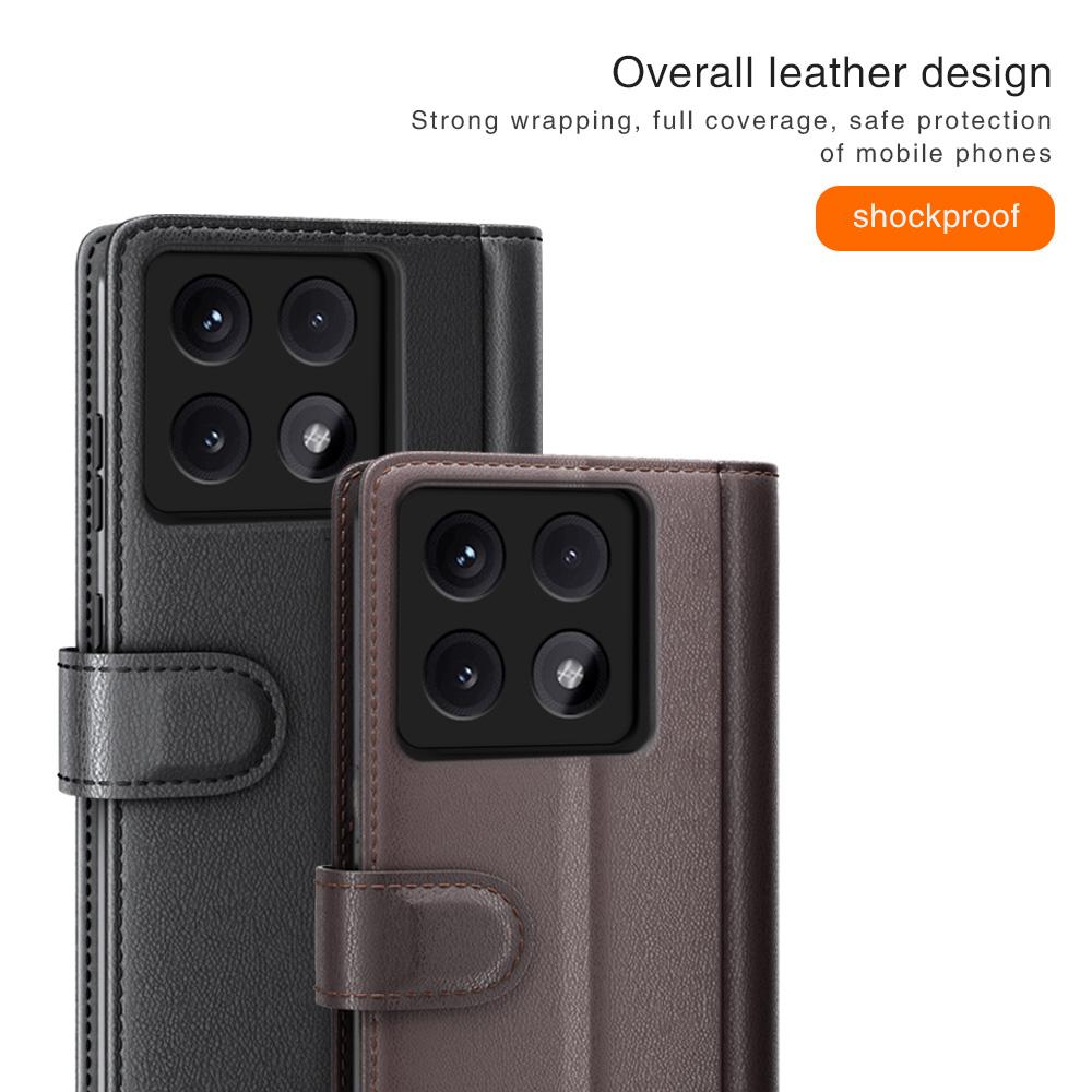 For Xiaomi 14T Pro Case Genuine Split Leather Phone Cover with Wallet Stand