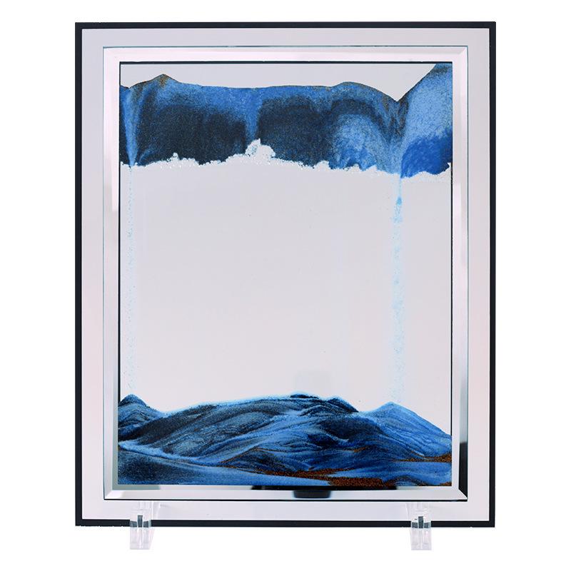 Ornament 3D Ruchomy Piasek Lustrzane Krawędzie Kwadratowy Obraz do Salonu - Szklana Dekoracja Rękodzieła Zestaw na Prezent