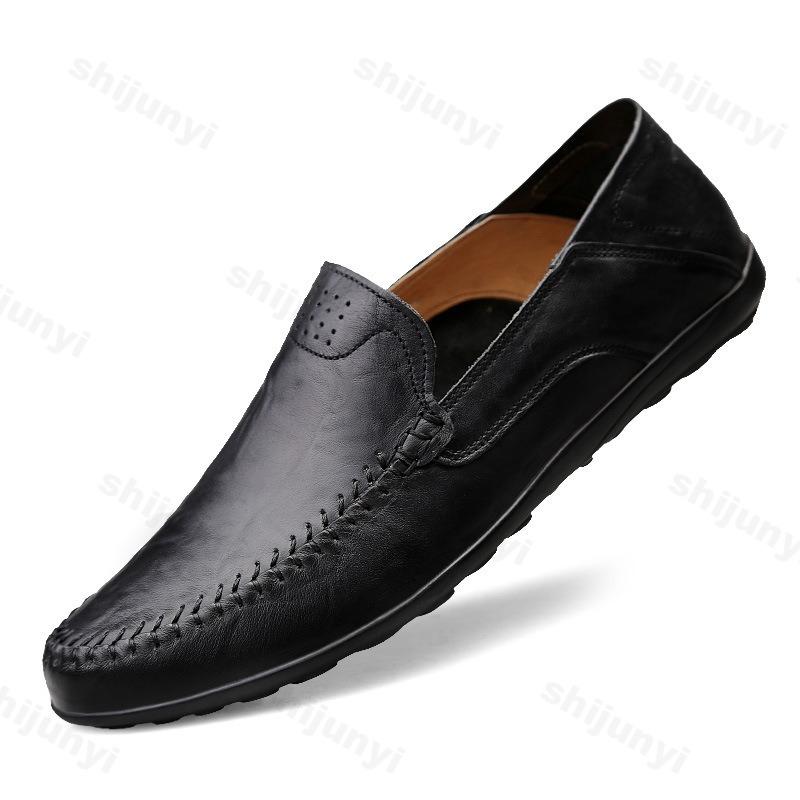 Mens Loafers Casual Luxury Brand Formal Moccasins 2025 Breathable Slip On Male Boat Shoes Plus Size Genuine Leather Men Shoes