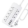 Universal US Plug Electrical Socket Extension Cable Power Strip for Office 8pcs AC-Outlets 3 USB Ports Surge Protector