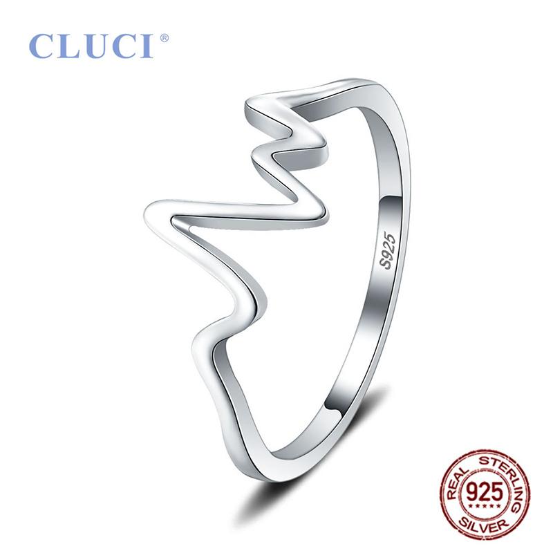 

CLUCI Hot Sale Silver 925 Lifeline Pulse Heartbeat Ring Jewelry for Women 925 Sterling Silver Gift Heartbeats Wave Ring DR1019SB 10