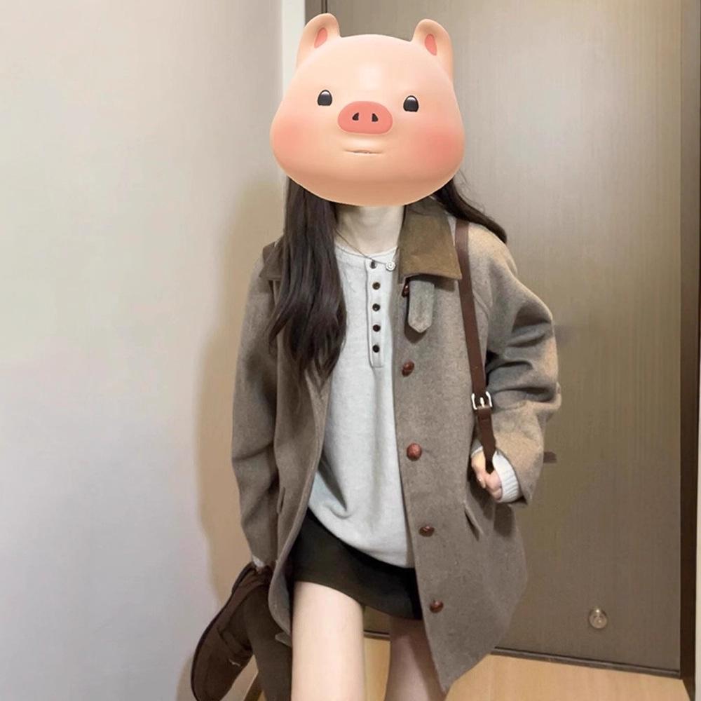 Women's Retro Wool Suit Coat: Casual Loose-Fit Jacket for Autumn and Winter