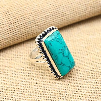 Santa Rosa Türkis Edelstein 925 Sterling Silber handgefertigter Schmuckring Geschenk für die Liebe