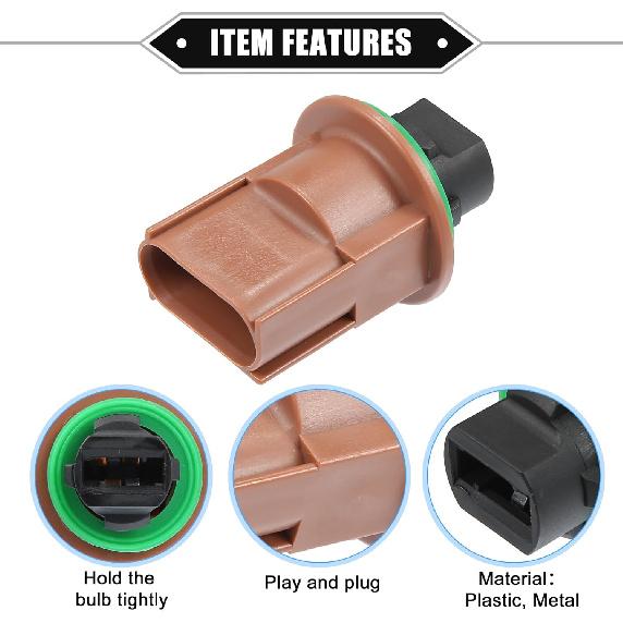 No.68091384AB Fog Light Socket Compatible for Lincoln MKZ 2010-2012 for Ford F-150 2015-2017, Durable Plastic Brown Car Lamp Socket