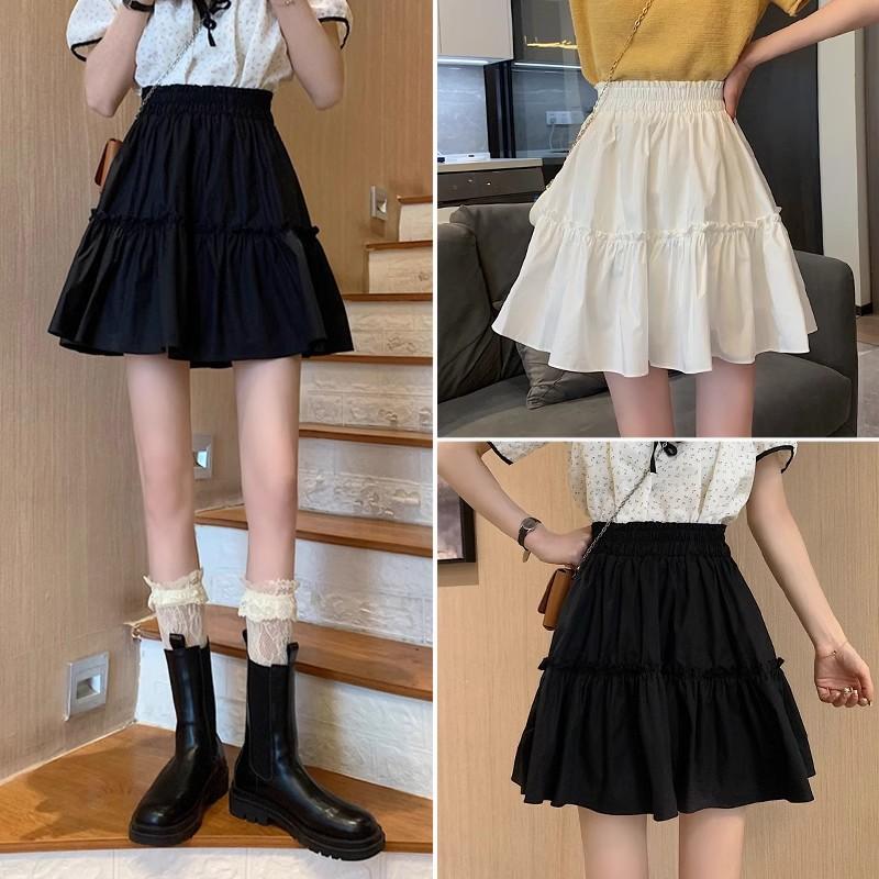 Damen Sommer Schlankmachender Puff-Blasen-Rock A-Linien-Minirock Übergröße Hohe Taille Lässiges Design-orientiert Schlankmachend All-Match Vielseitiger Faltenrock