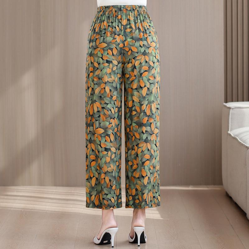 Pantaloni Estivi da Donna Taglie Forti a Vita Alta Larghi Vintage Abbigliamento Elastico in Vita Pantaloni Estivi