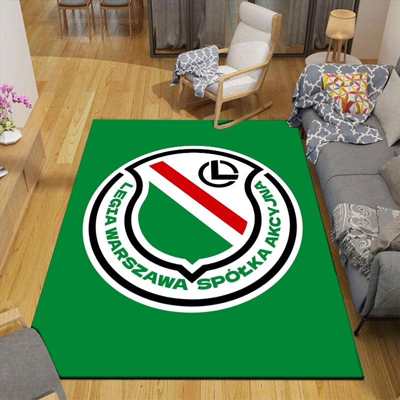 Legia Warsaw FC Home Sofa Decoration for Living Room & Bedroom, Non‑Slip Play Flannel Floor Mat for Game Room