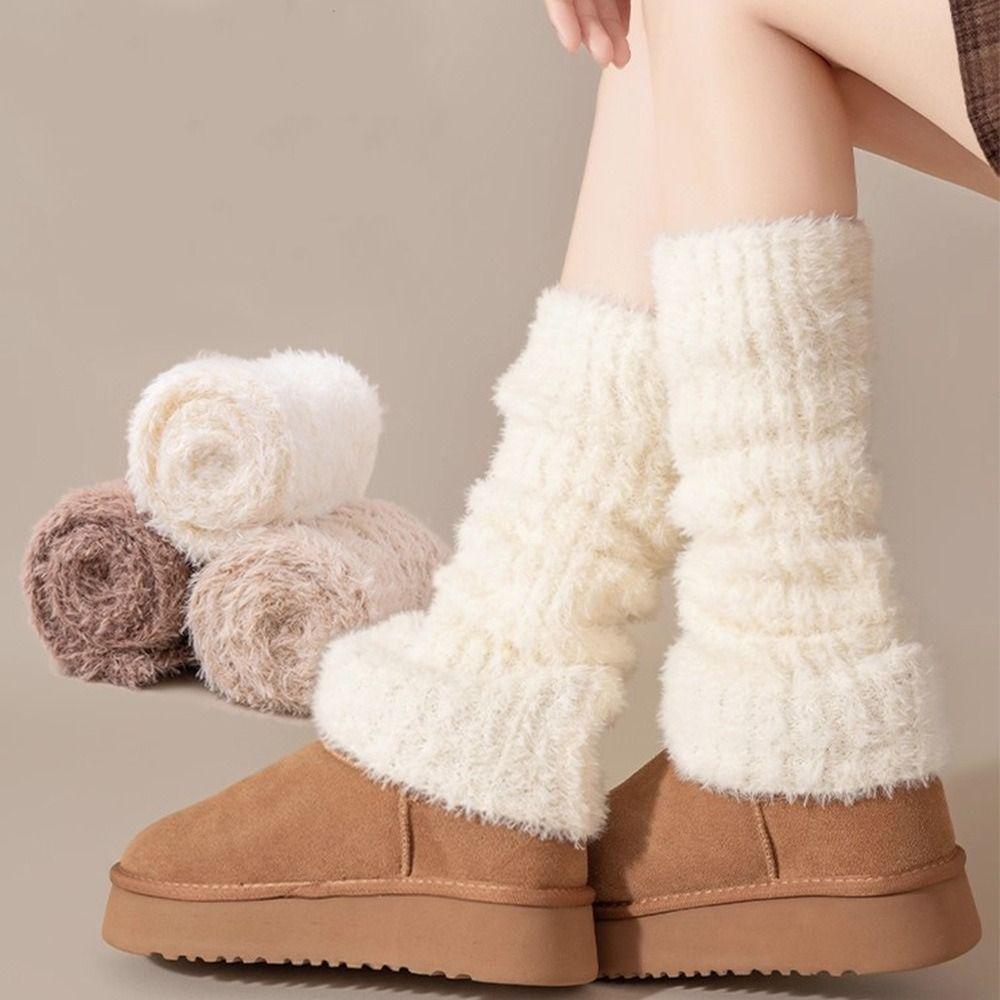 Leg Protection Women's Long Stockings Thickened Boot Socks Y2K Winter Pile Socks