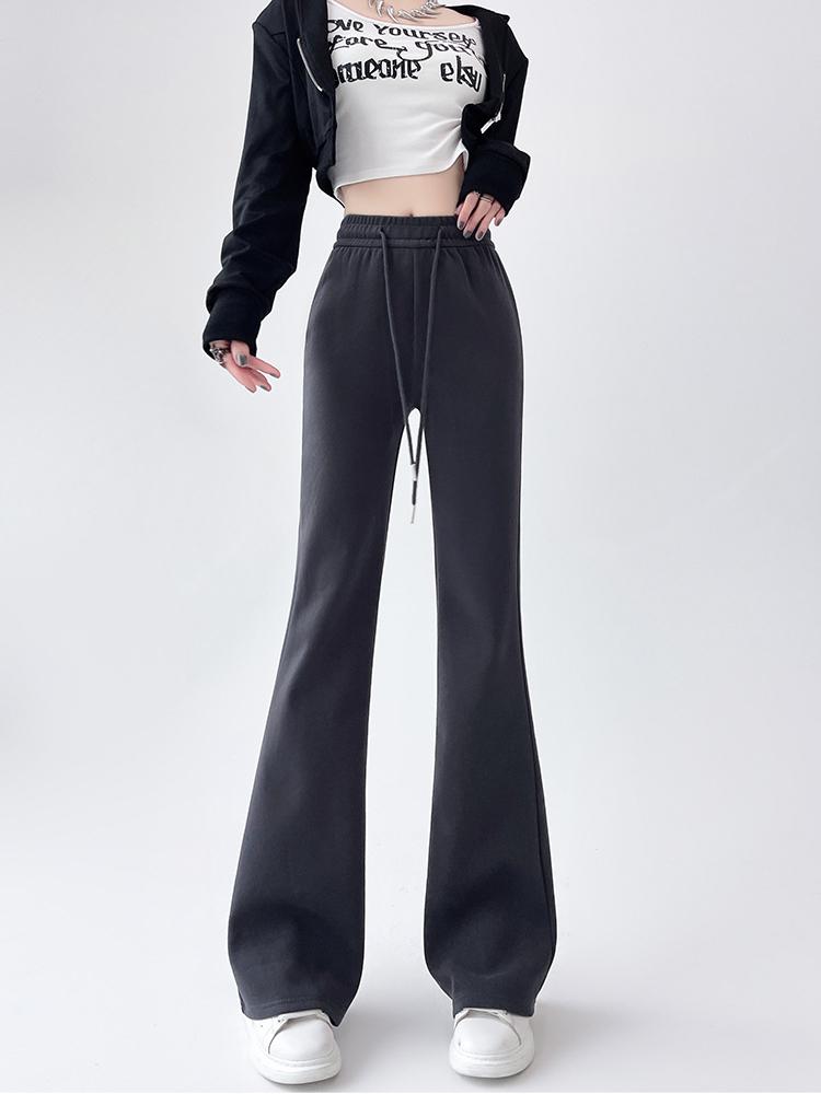 

Американские ретро-клеш брюки для женщин, осенние элегантные облегающие спортивные брюки, серые мешковатые спортивные брюки полной длины XL