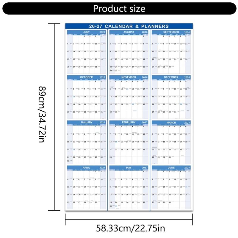 Calendario de Pared Doble Cara 2026 Planificador Anual de 12 Meses Calendario Borrable en Seco Calendario Mensual Para Planificación
