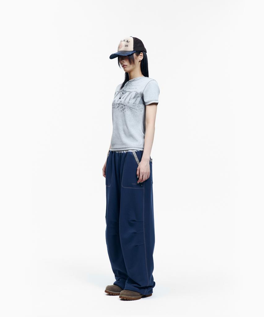 AAKAM Knee Pin-Tuck Ethnic Sweatpants (Navy)