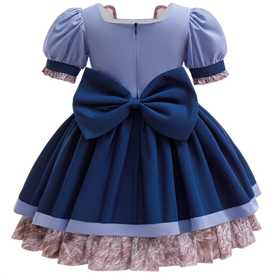 Judy Cosplay Princess Dress Girls Officer Bunny Role Play Frocks Children Carnival Birthday Halloween Party Costumes