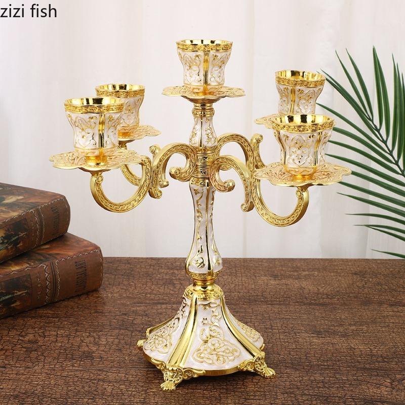 Retro Zinc Alloy Candle Holder Multi Head Candle Rack Wedding Decoration Candlestick Holder Candlelight Dinner Candles Stand