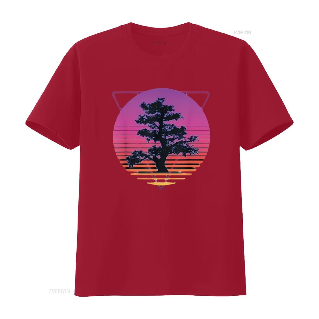 Mens Bonsai Tree Art Japanese Retro Vaporwave Vintage 80s 90s T Shirt White XL vintage Washed Top For Everyday Wear Stretched