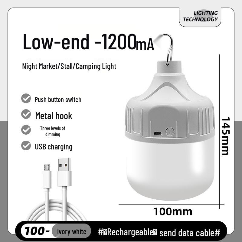 USB Rechargeable LED Emergency & Camping Light: Wireless, Energy-Saving Bulb for Outdoor Markets & Street Stalls