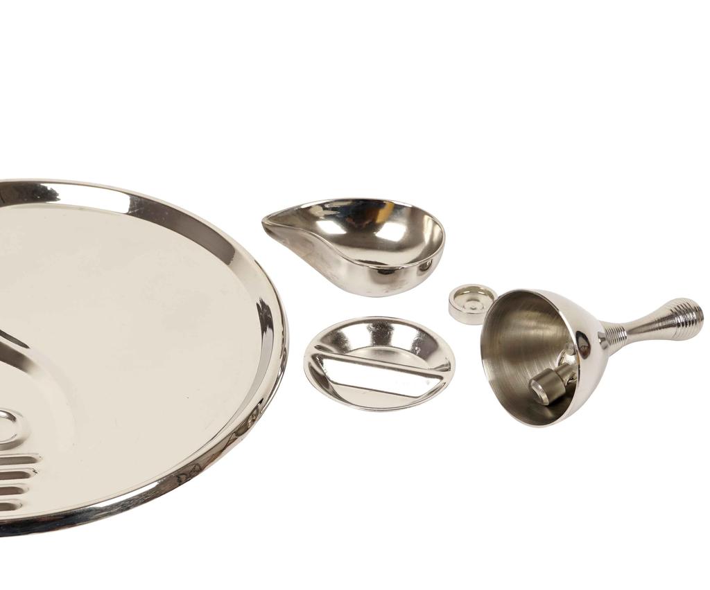 IBA Indianbeautifulart Indian Decorative Puja Plate Stainless Steel Traditional Handcrafted Thali Set For Arti With Accessories Religious Spiritual