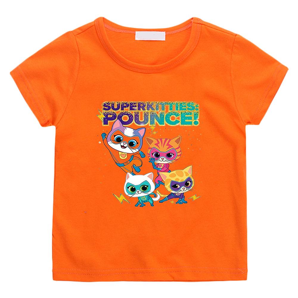 2026 NUOVA T-shirt Anime con Stampa SuperKitties 100% Cotone T-shirt Casual per Bambini e Bambine Top Girocollo Divertente T-shirt Manica Corta Magliette Manga Abbigliamento Estivo