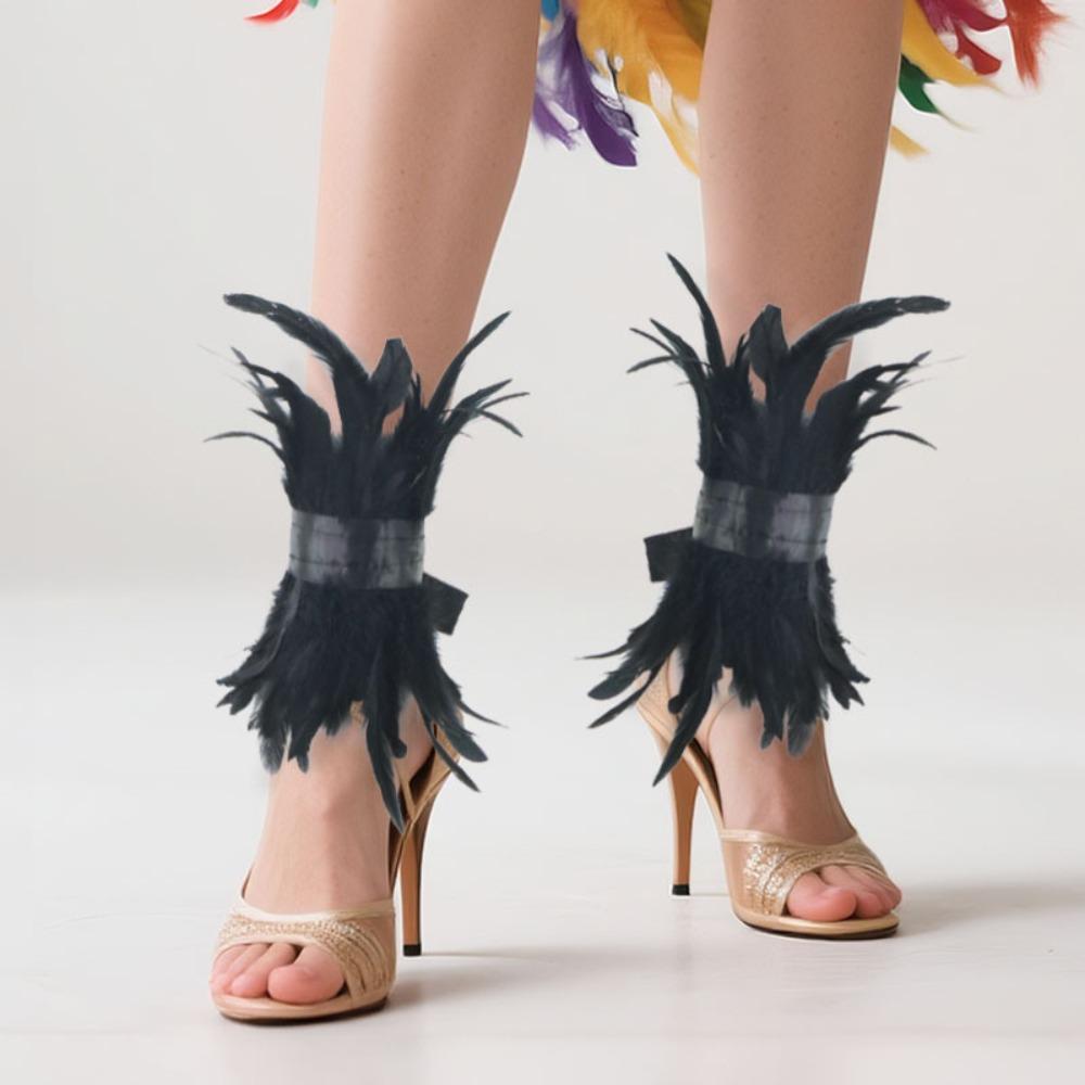 Decorative Elastic Feather Leg Cuffs Fashion Gothic Feather Collar Punk Ankle Wrap Carnival