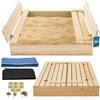 Large Impregnated Wooden Sandbox With Benches 100 X 100 Cm