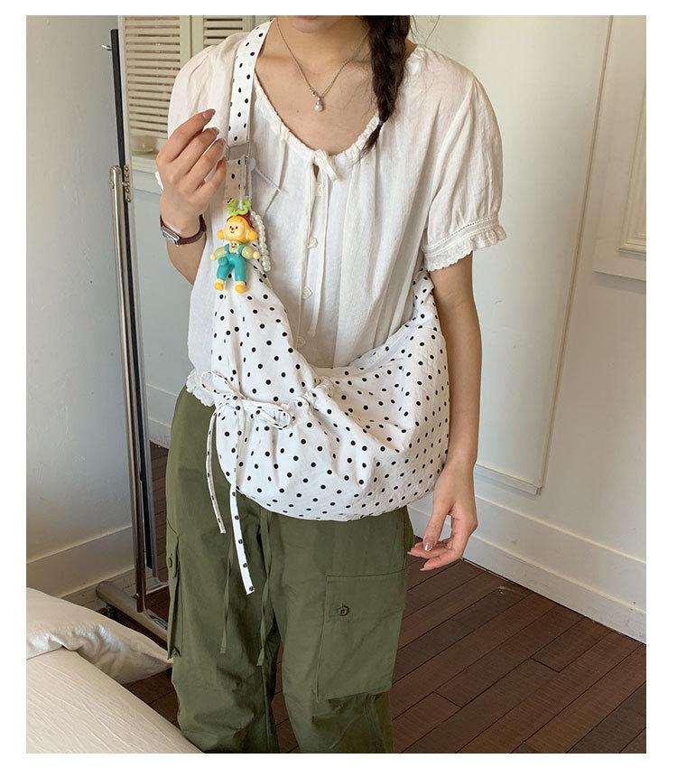 Women's Polka Dot Pleated Crescent Bag