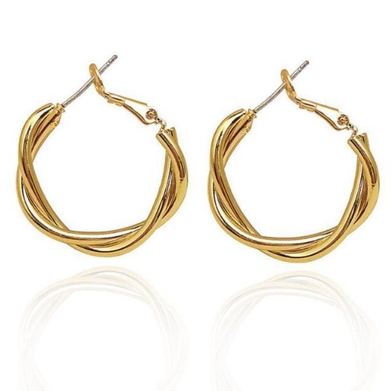 Retro Simple Circle Distortion Twist Interweave Metal Rund Hoop Øredobber for Kvinner Fest Mote Smykker Gaver