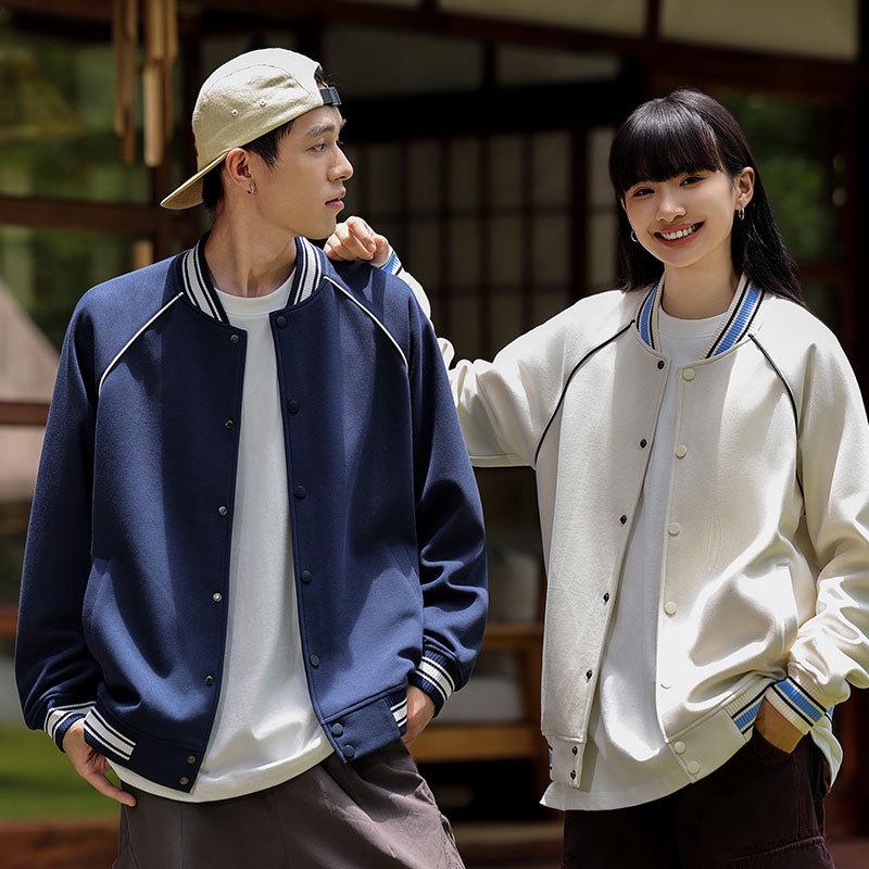 Early Autumn Women's Trendy Loose Raglan Sleeve Baseball Cardigan 380g Heavyweight Unisex Sweatshirt