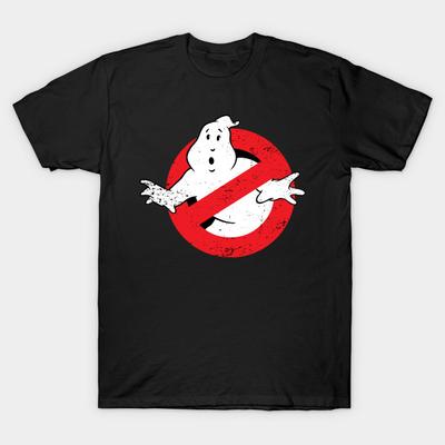 Men Black Print T-shirt Ghostbusters No-Cut Transfer Paper Print Cotton Tshirt