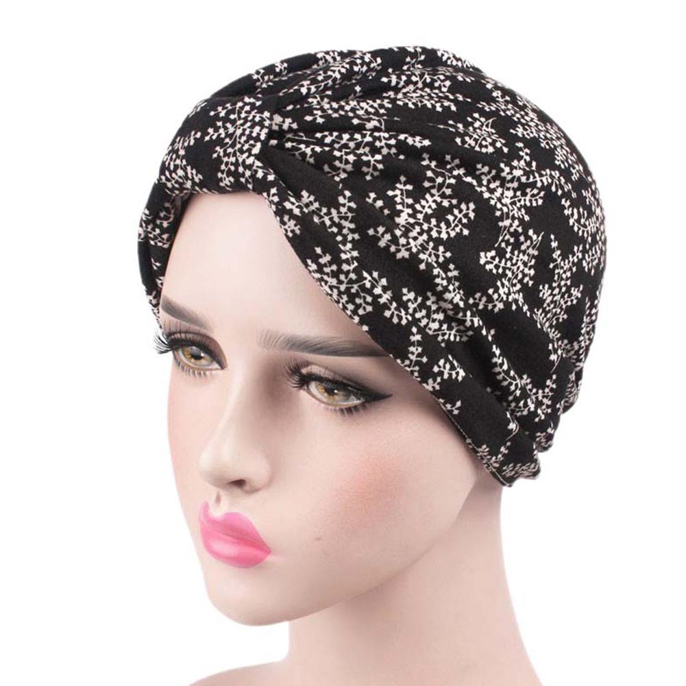 

Women Rural Printing High Elastic Fashion Hat Black leaves #1