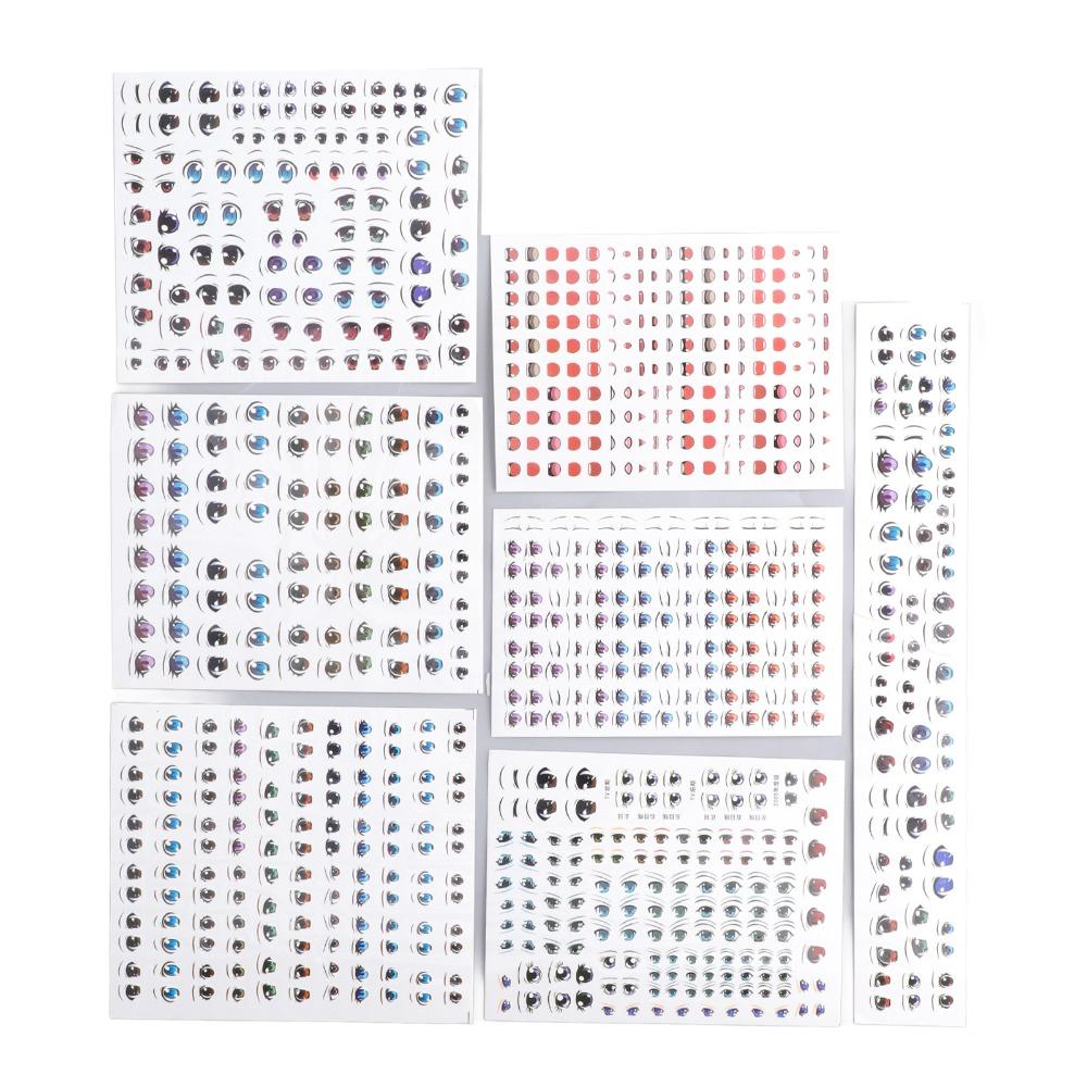 7pcs Water Decals Doll Eye Paster Self Adhesive Water Eye Stickers Doll Mouth Stickers  Scrapbooking