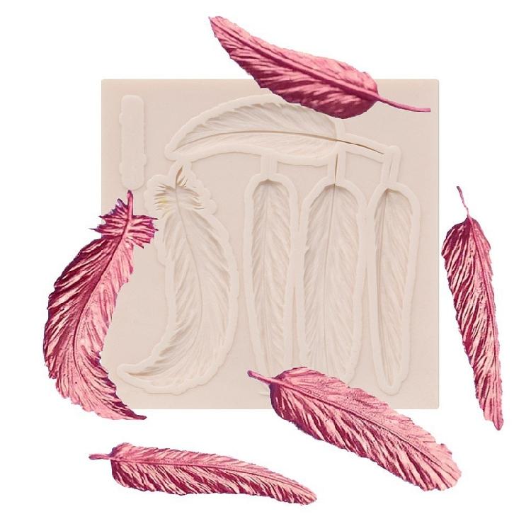 Feather Texture Printing Baking Biscuits Mold Food Grade Silicone Fondant Mould
