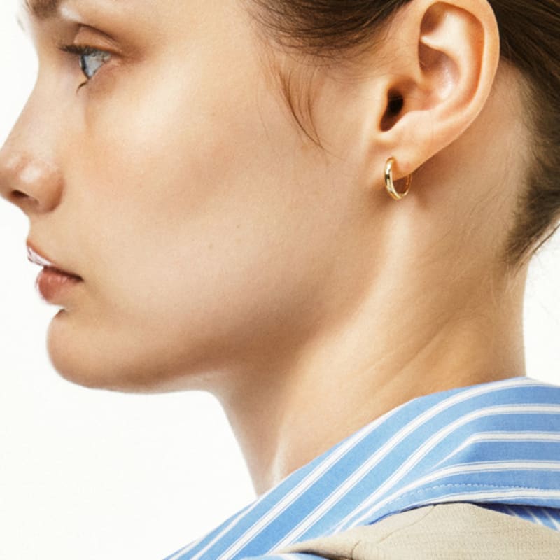 LUNNE 14k Classic Flat One-Touch Ring Earrings (14k Gold) #LFE32